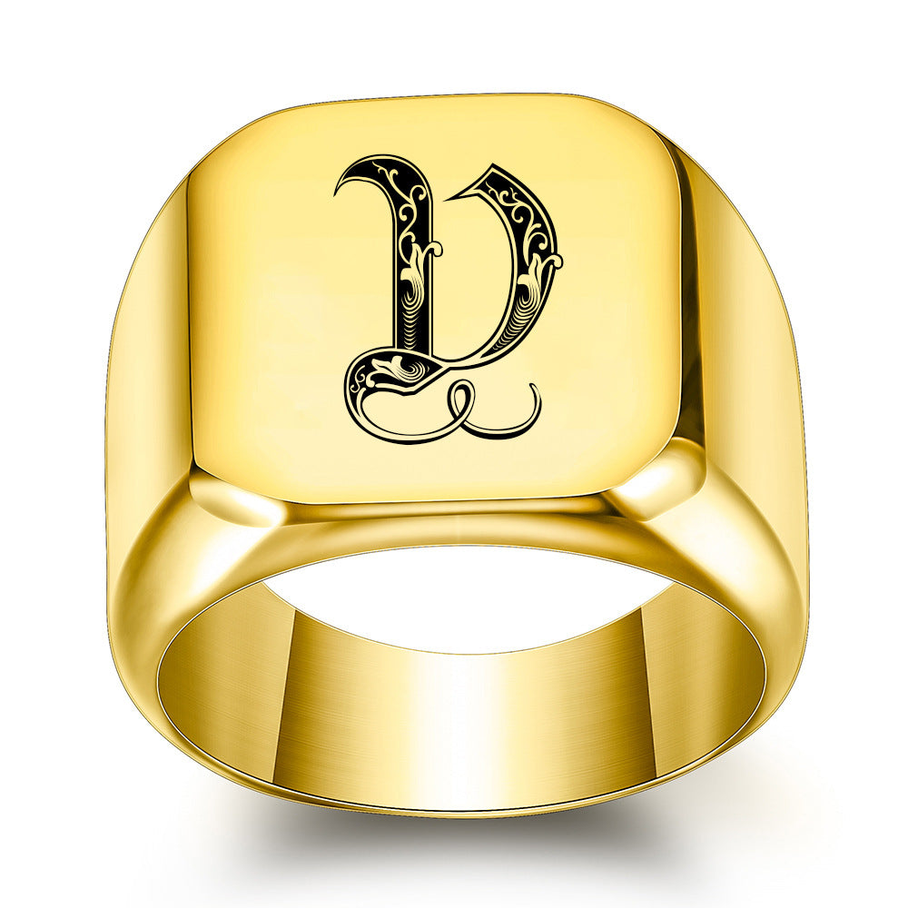 Klassisk Noble initialring | Guld