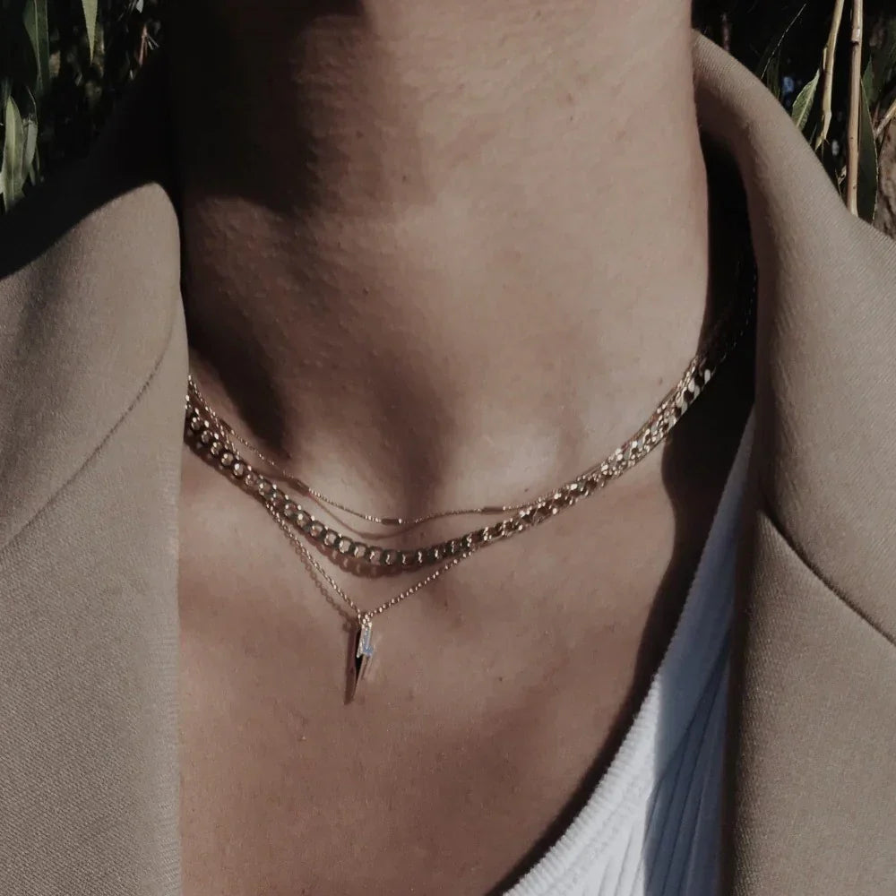 Halsband med platt pansarkedja | Guld
