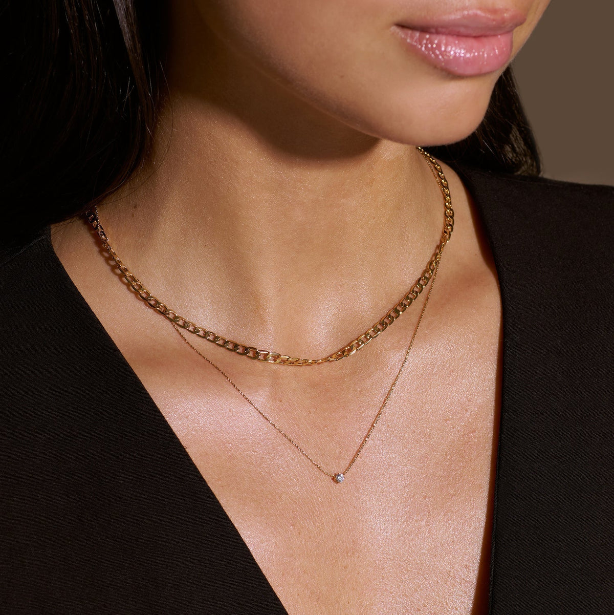 Halsband med platt pansarkedja | Guld