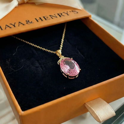 Halsband Imperial Oval med rosa safir | Guld