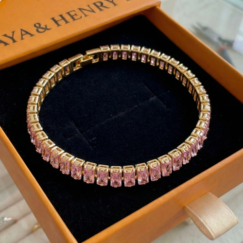 Tennisarmband Pink Sapphire Vertéa | Guld
