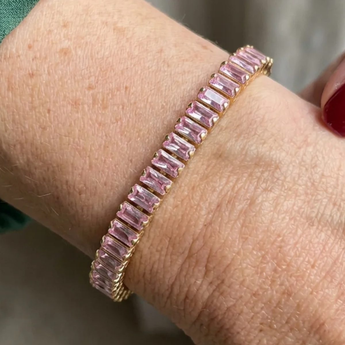 Tennisarmband Pink Sapphire Vertéa | Guld