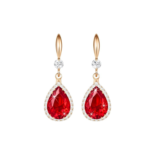 Ruby Teardrop Earrings | Rose Gold