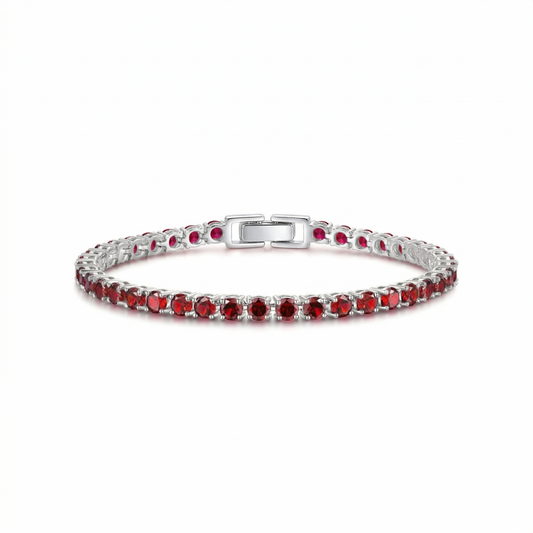 Rubin tennisarmband | Vitguld