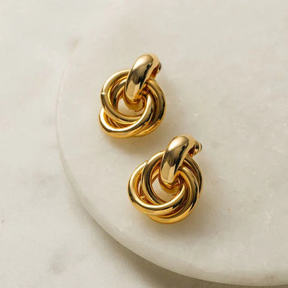 Statement Interlocking Earrings | White Gold