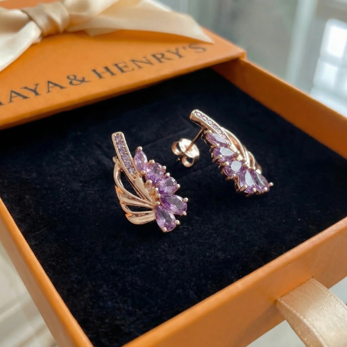 Viorelle Amethyst Wing-örhängen | Roséguld