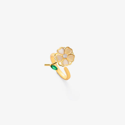 Emerald Leaf Flower Spinning Ring | Gold