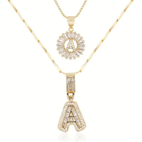 Halsbandsset med pavé-initial | Guld