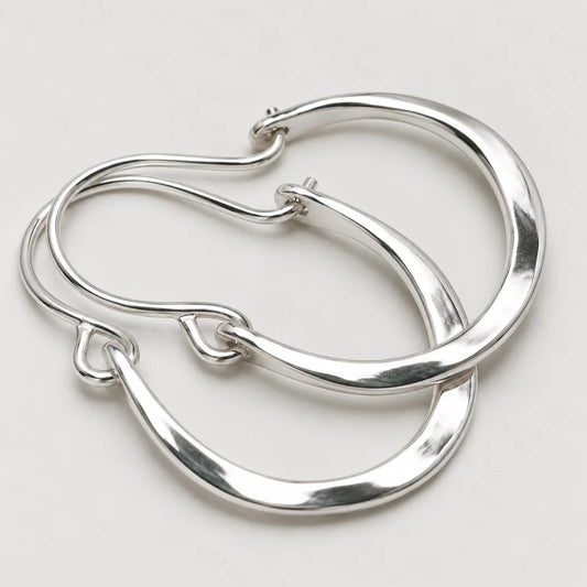 Lunar Halo Hoop Earrings | White Gold