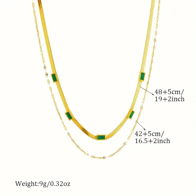 Sorella Gem dubbelt retrohalsband | Guld