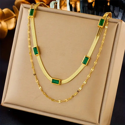 Sorella Gem dubbelt retrohalsband | Guld