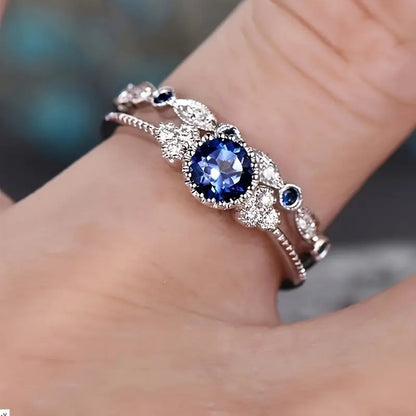 Sapphriel Crown-ringset | Vitguld