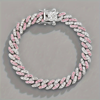 Arctic Blush kubanskt armband | Vitguld