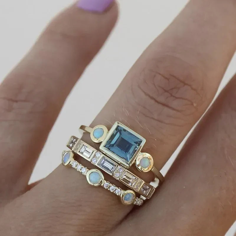 Tidlöst set med Azure-ringar | Guld