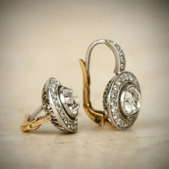 Vintage silverörhängen med zirkonia | Blandat guld